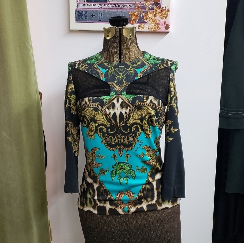 Just Cavalli Cheetah Print Long Sleeve Top